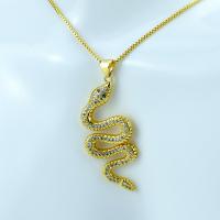 Cubic Zircon Micro Pave Brass Necklace, with stainless steel chain, Snake, 24K gold plated, micro pave cubic zirconia & for woman, 41mm, Sold Per Approx 19.68 Inch Strand