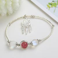 Quartz Bracelets, Strawberry Quartz, with Cats Eye & Tibetan Style, Dream Catcher, plated, different color and pattern for choice & for woman, more colors for choice, 200mm, Sold By Strand