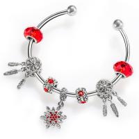 European Bracelet, Brass, plated, micro pave cubic zirconia & for woman, red, nickel, lead & cadmium free, Sold By Strand