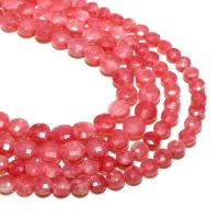 Natural Rhodonite Beads Rhodochrosite Flat Round DIY & faceted red Sold By Strand