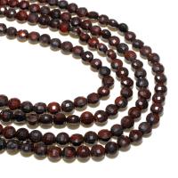 Natural Jasper Brecciated Beads Flat Round DIY & faceted dark red 4mm Sold By Strand