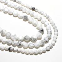 Gemstone Jewelry Beads, Howlite, Round, natural, Star Cut Faceted & DIY, white, 10mm, Sold By Strand