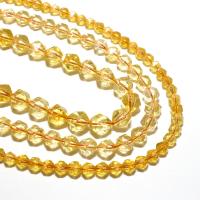 Natürlicher Citrin Perlen, Gelbquarz Perlen, Rhombus, DIY & facettierte, gelb, 10mm, verkauft von Strang