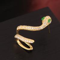 Brass Stud Earring, plated, micro pave cubic zirconia & for woman, golden, nickel, lead & cadmium free, 25*20mm, Sold By PC