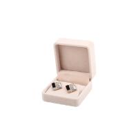 Earring Box, Velveteen, with Plastic, Square, beige, 70x70x35mm, Sold By PC
