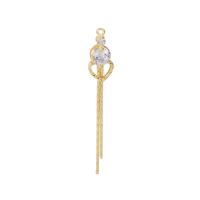 Brass Tassel Pendant, gold color plated, DIY & micro pave cubic zirconia, 4x38mm, Hole:Approx 1mm, Sold By PC