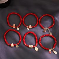Zinc Alloy Bracelet Natural Stone with Brass & Zinc Alloy Round plated & for woman 200mm Sold By Strand