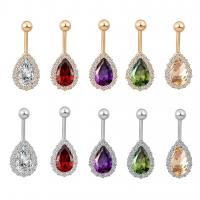 Stainless Steel Belly Ring, with Crystal, fashion jewelry & Unisex, more colors for choice, Sold By PC
