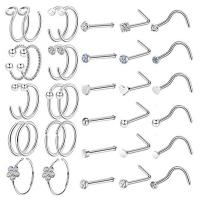 Stainless Steel Nose Piercing Jewelry fashion jewelry silver color Sold By Set