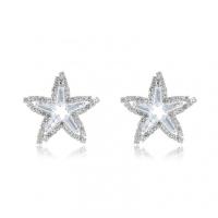 925 Sterling Silver Stud Earrings, micro pave cubic zirconia & for woman, more colors for choice, 25x25mm, Sold By Pair
