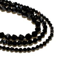 Natural Black Agate Beads, Rhombus, DIY & faceted, black, 10mm, Sold By Strand