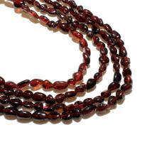 Natural Garnet Beads, Flat Round, DIY, dark red, 6*8mm, Approx 48PCs/Strand, Sold By Strand