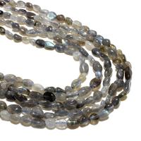 Natural Labradorite Beads, Ellipse, DIY, green, 6*8mm, Sold By Strand