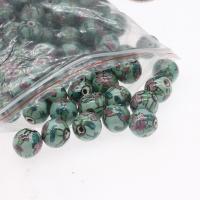 Kunstdruck Porzellan Perlen, rund, plattiert, DIY, keine, 10.5*15mm, 10PCs/Tasche, verkauft von Tasche
