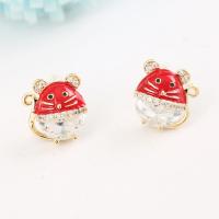 Brass Stud Earring Mouse plated micro pave cubic zirconia & for woman 38mm Sold By Pair