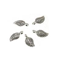 Zinc Alloy Leaf Vedhæng, antik sølv farve forgyldt, du kan DIY, 14x15x5mm, Hole:Ca. 2mm, Ca. 312pc'er/KG, Solgt af KG