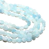 Perles bijoux en pierres gemmes, aigue-marine, ellipse, naturel, DIY, bleu ciel, 6*8mm, Environ 48PC/brin, Vendu par brin