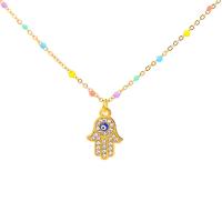Cubic Zircon Micro Pave Brass Necklace, with stainless steel chain, with 1.96 inch extender chain, plated, micro pave cubic zirconia & for woman & enamel, more colors for choice, Sold Per Approx 19.68 Inch Strand