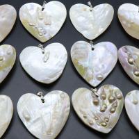 Μενταγιόν Shell, Κέλυφος, Καρδιά, επιχρυσωμένο, γυαλιστερό & DIY, 63*65mm, Sold Με PC