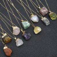 Gemstone Pendants Jewelry, Quartz, irregular, gilding, different color and pattern for choice & DIY, more colors for choice, 25~35,16~27mm, Sold By PC