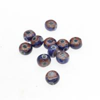 Kunstdruck Porzellan Perlen, rund, plattiert, DIY, keine, 12*8mm, Bohrung:ca. 3mm, 10PCs/Tasche, verkauft von Tasche