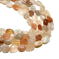 Perles Pierre de lune, Moonstone, ellipse, naturel, DIY, multicolore, 8*10mm, Vendu par brin