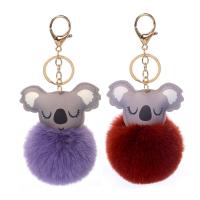 Zinc Alloy Key Clasp PU Leather with Zinc Alloy Koala plated fashion jewelry & for woman 80mm Sold By PC