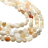 Perles Pierre de lune, Moonstone, ellipse, naturel, DIY, multicolore, 8-10mm, Environ 36PC/brin, Vendu par brin
