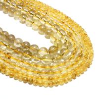 Natural Quartz Jewelry Beads, Rutilated Quartz, Round, DIY, yellow, 8mm, Sold By Strand