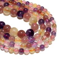 Quartz naturel bijoux perles, Super-7, Rond, DIY, couleurs mélangées, 6mm, Vendu par brin