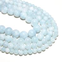 Gemstone Jewelry Beads Aquamarine Round natural DIY light blue Sold By Strand