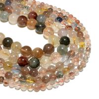 Natural Quartz Jewelry Beads, Rutilated Quartz, Ellipse, DIY, multi-colored, Sold By Strand