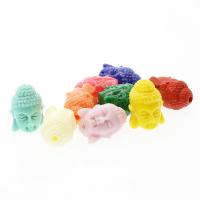 Synthetic Coral Beads, Buddha, Carved, DIY, mixed colors, 10*15mm, 50PCs/Bag, Sold By Bag