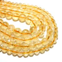 Natural Citrine Beads, Round, DIY, yellow, Sold By Strand