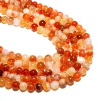 Natürliche Botswana Achat Perlen, rund, DIY, rote Orange, 6mm, ca. 63PaarePärchen/Strang, verkauft von Strang