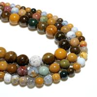 Grânulos de gemstone jóias, Jasper oceano, Roda, naturais, DIY, cores misturadas, 8mm, vendido por Strand