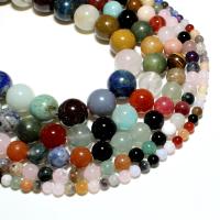 Mischedelstein Perlen, Multi - Edelstein, rund, natürlich, DIY, gemischte Farben, verkauft von Strang