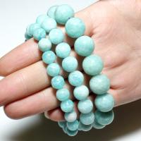 Natural Amazonite Bracelets, ​Amazonite​, Round, fashion jewelry & different size for choice, blue, Sold By Strand
