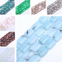Mixed Gemstone Beads Natural Stone Rectangle polished & DIY 13*18mm Sold By Strand