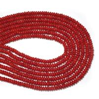 Perles de corail synthétiques, Plat rond, DIY & normes différentes pour le choix, rouge, 2x3mm, Vendu par brin