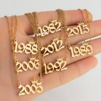 Edelstahl Schmuck Halskette, Zahl, plattiert, Modeschmuck & verschiedene Stile für Wahl & für Frau, keine, 24x15mm, verkauft von Strang