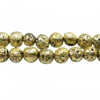 Natürliche Lava Perlen, rund, poliert, verschiedene Größen vorhanden, keine, verkauft von Strang