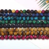 Natural Tiger Eye Beads Round & frosted Sold Per Approx 14 Inch Strand