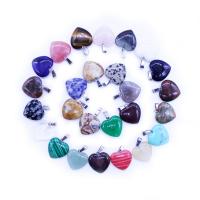 Gemstone Pendants Jewelry, Rose Quartz, with turquoise & Tiger Eye & Rainbow Jasper, Unisex & mixed,  20x20mm, 15PCs/Bag, Sold By Bag