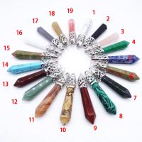 Gemstone Pendants Jewelry, Rose Quartz, with turquoise & Tiger Eye & Rainbow Jasper, Unisex & mixed, 8x40mm, 10PCs/Bag, Sold By Bag