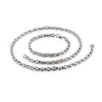 Titanium Steel Bracelet and Necklace, plated, 2 pieces & Unisex, more colors for choice, 200x5mm,500x5mm, Sold By Set