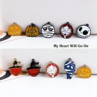 Zinc Alloy Enamel Pendants Pumpkin DIY & Halloween Jewelry Gift Sold By Bag