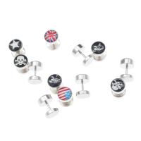 Stainless Steel Stud Earrings 303 Stainless Steel plated fashion jewelry & for woman mixed colors 14*5mm  Sold By Lot