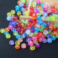 Alphabet Acrylic Beads Round DIY & transparent & with letter pattern 4*7mm Approx 1.8mm Sold By Bag