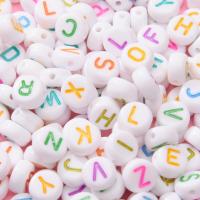 Perles acrylique alphabet, Rond, DIY & Couleur AB, plus de couleurs à choisir, 4*7mm,, Trou:Environ 1.8mm, Vendu par sac
